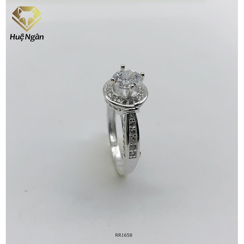 Nhẫn bạc 925 Huệ Ngân - 4 Chấu viền đá xinh 6 li RR1658
