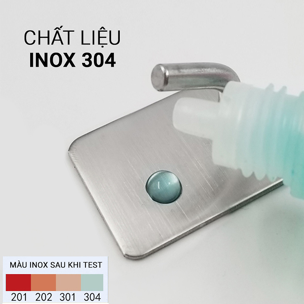 Bộ 5 Móc Dán tường treo đồ vòi voi Đế vuông Inox 304 cao cấp có sẵn keo dán siêu dính