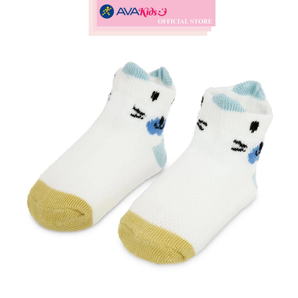Set 5 đôi tất sơ sinh Á Châu màu xanh dương - trắng - vàng (1 - 2 tuổi)