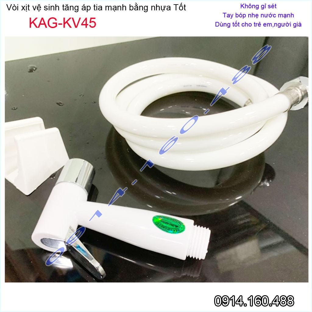 Vòi xịt vệ sinh nhà tắm KAG-KV45 vòi xịt bồn cầu màu trắng tia nước mạnh sử dụng tốt siêu bền