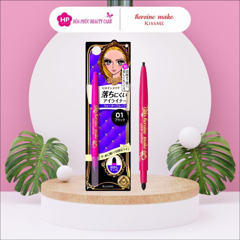 Bút Chì Sáp Kẻ Mí Mắt Kissme Heroine Make Quick Eyeliner Không Trôi Nét Vẽ Tự Nhiên - Dạng Xoay (02 Màu)