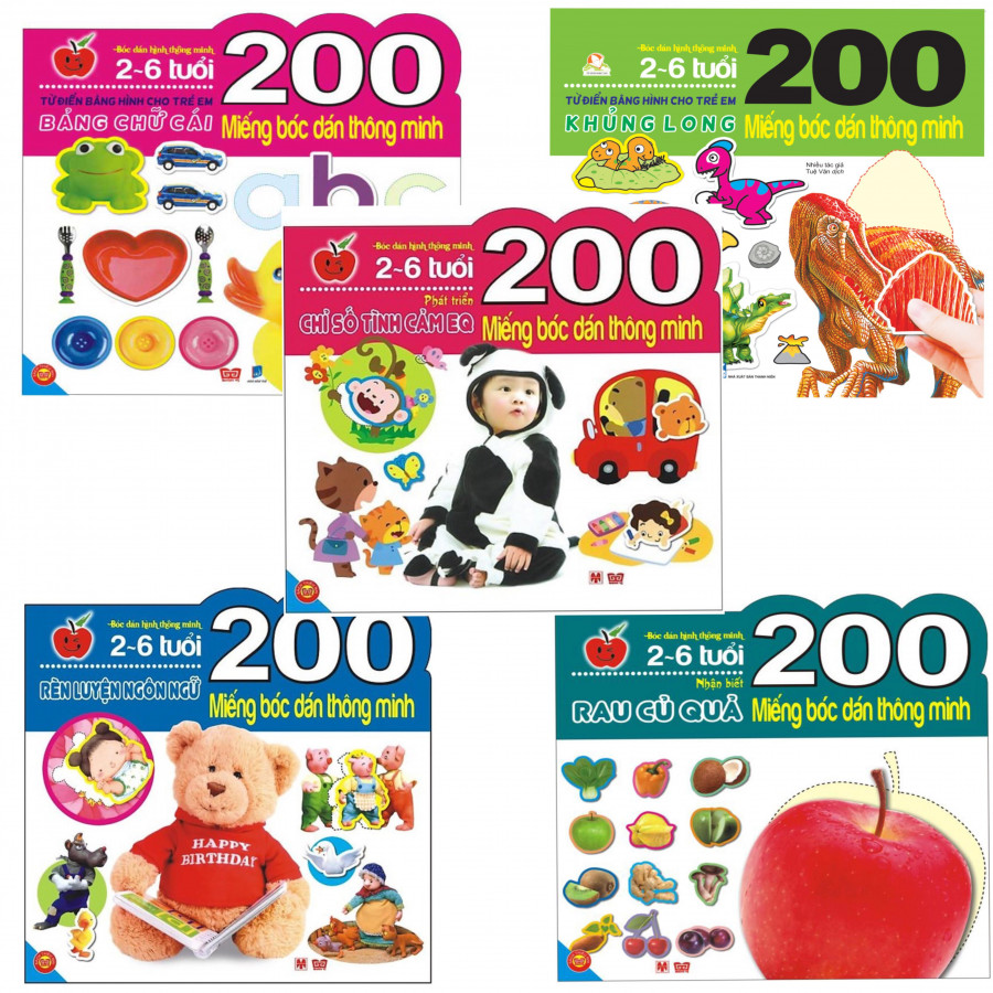Combo 5 cuốn 200 Miếng Bóc Dán Thông Minh
