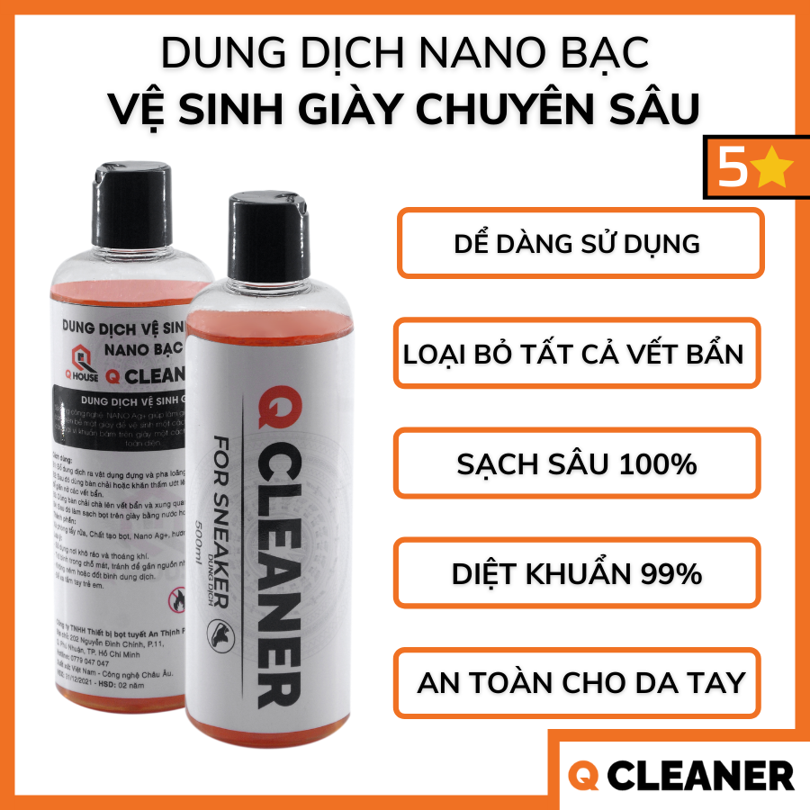 Dung dịch vệ sinh giày chuyên sâu Nano Bạc 500 ML Q Cleaner