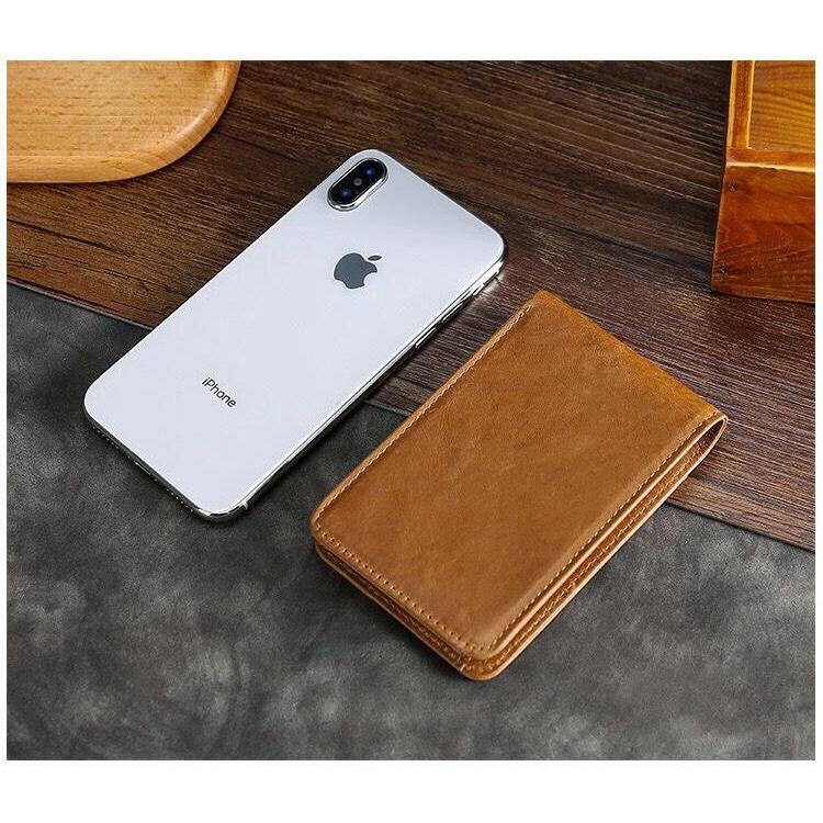 Ví Nam Da Bò Sáp Dầu Cao Cấp Dáng Ngang KT08 Phong Cách Cổ Điển Chất Da Mềm Mại Đựng Thẻ ATM Bóp Da Nam Mini Thời Trang