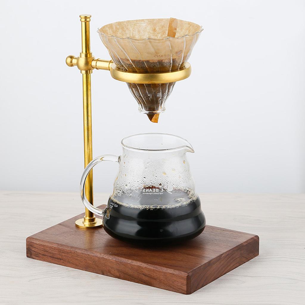 Wood &Copper Manual Pour Over Drip Coffee Filter Dripper Cup Holder Stand