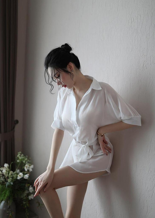Áo sơ mi nữ voan mỏng form dài tay rộng bo kiểu kèm quần chip - CDAN73