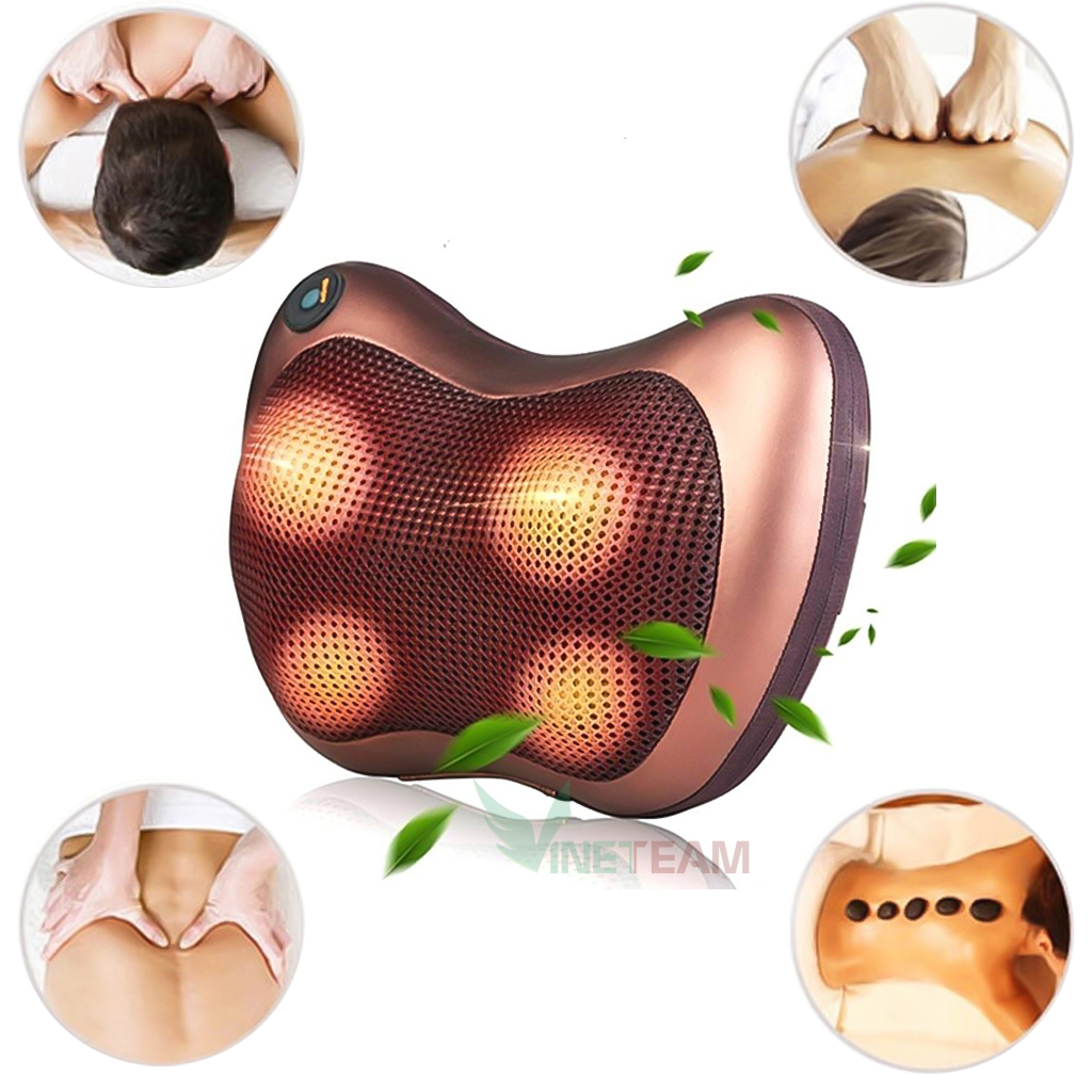 Gối Massage 4 Bi Đảo Chiều Massage Cổ Vai Gáy  Kèm Tẩu Sạc Trên Xe Hơi Vô Cùng Tiện Lợi
