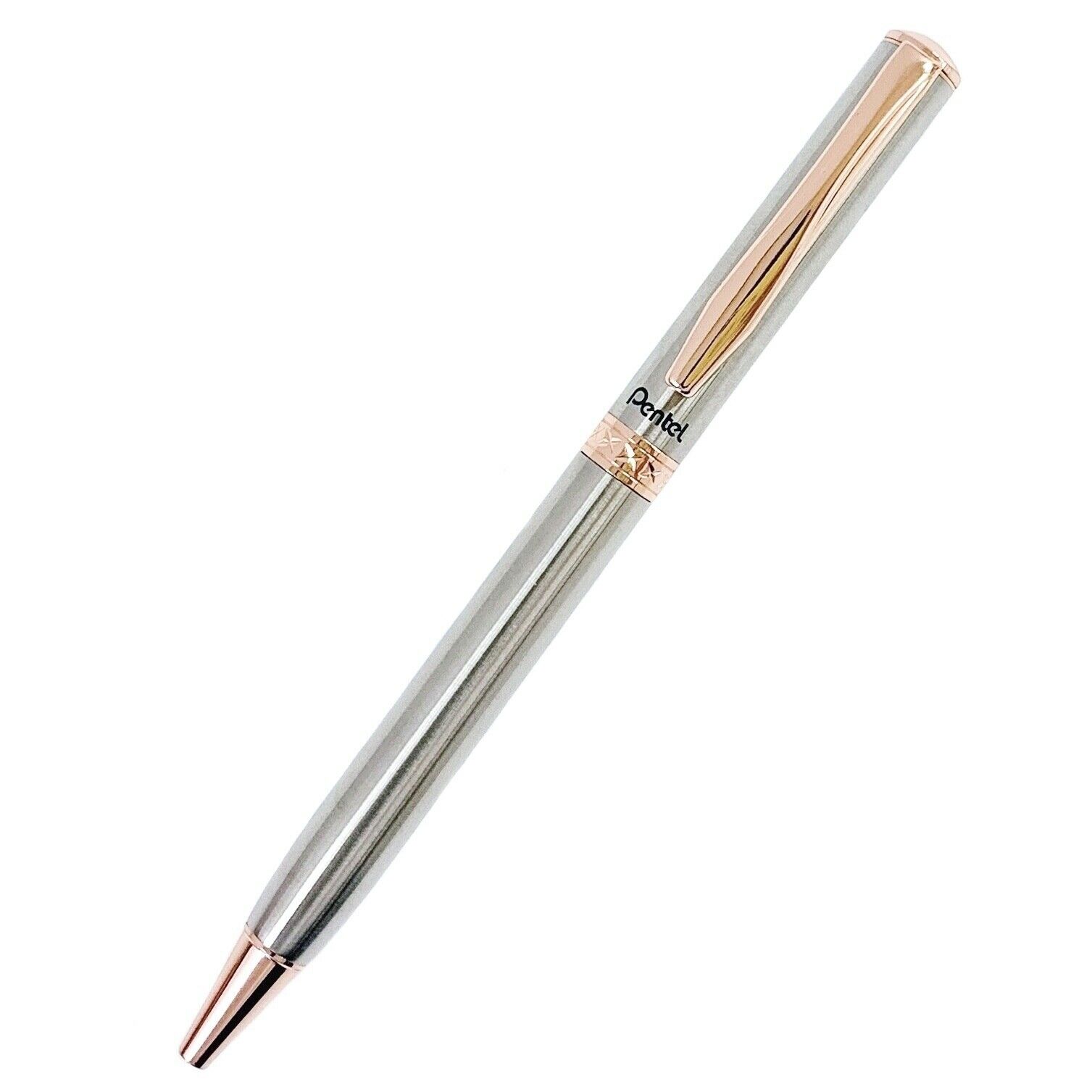 Bút Ký Cao Cấp Pentel B810-PG Ngòi 0.8mm Mực Xanh | Thiết Kế Nắp Vặn Thanh Lịch | Vỏ Bút Mạ Vàng | Nét Viết Trơn Mượt