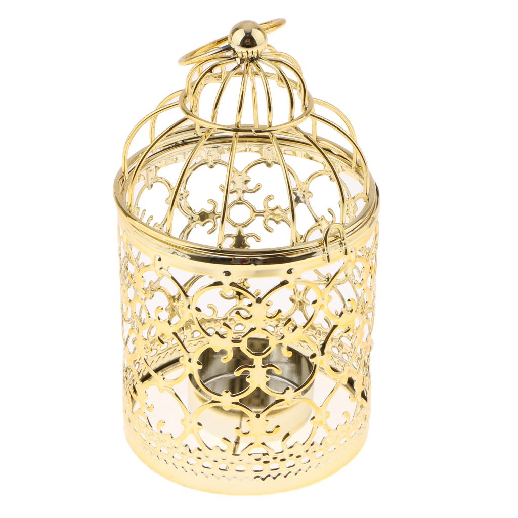 Bird Cage Candle Holder Vintage Metal Tealight Lantern Table Piece-A-Gold