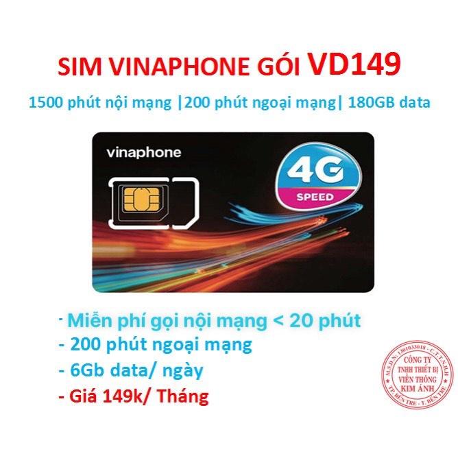 Sim Vinaphone dùng mãi mãi gói Vd149 ưu đãi 6GB/ Ngày + miễn phí gọi , sim vina Hàng chính hãng