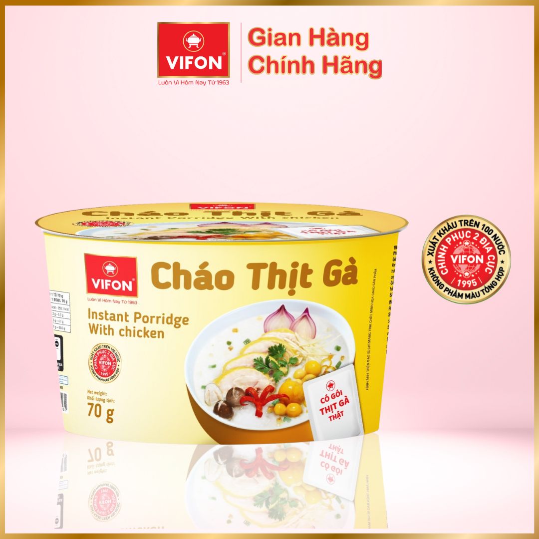 [Thùng 12 tô] Cháo thịt gà/ Cháo thịt bằm VIFON 70gr/tô