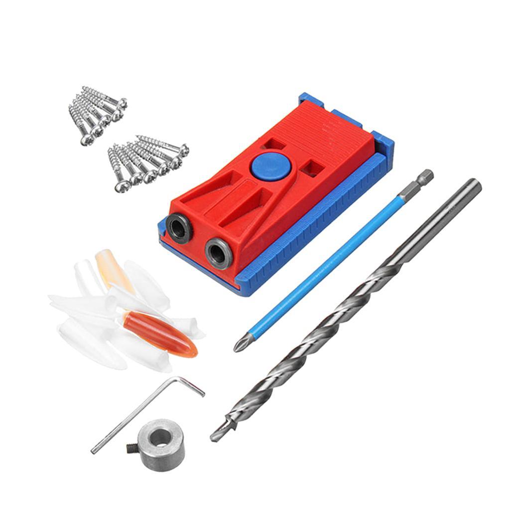 Mini Pocket Hole Jig Kit Joint Tool Woodworking Oblique Drill Guide Bits