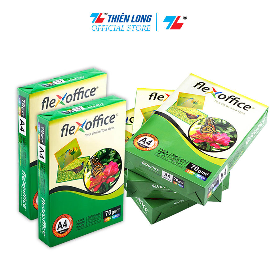 Combo 5 Giấy in - photocopy Thiên Long Flexoffice A4/70 PP-01 - Chất lượng cao - Siêu bám mực - 70 gsm