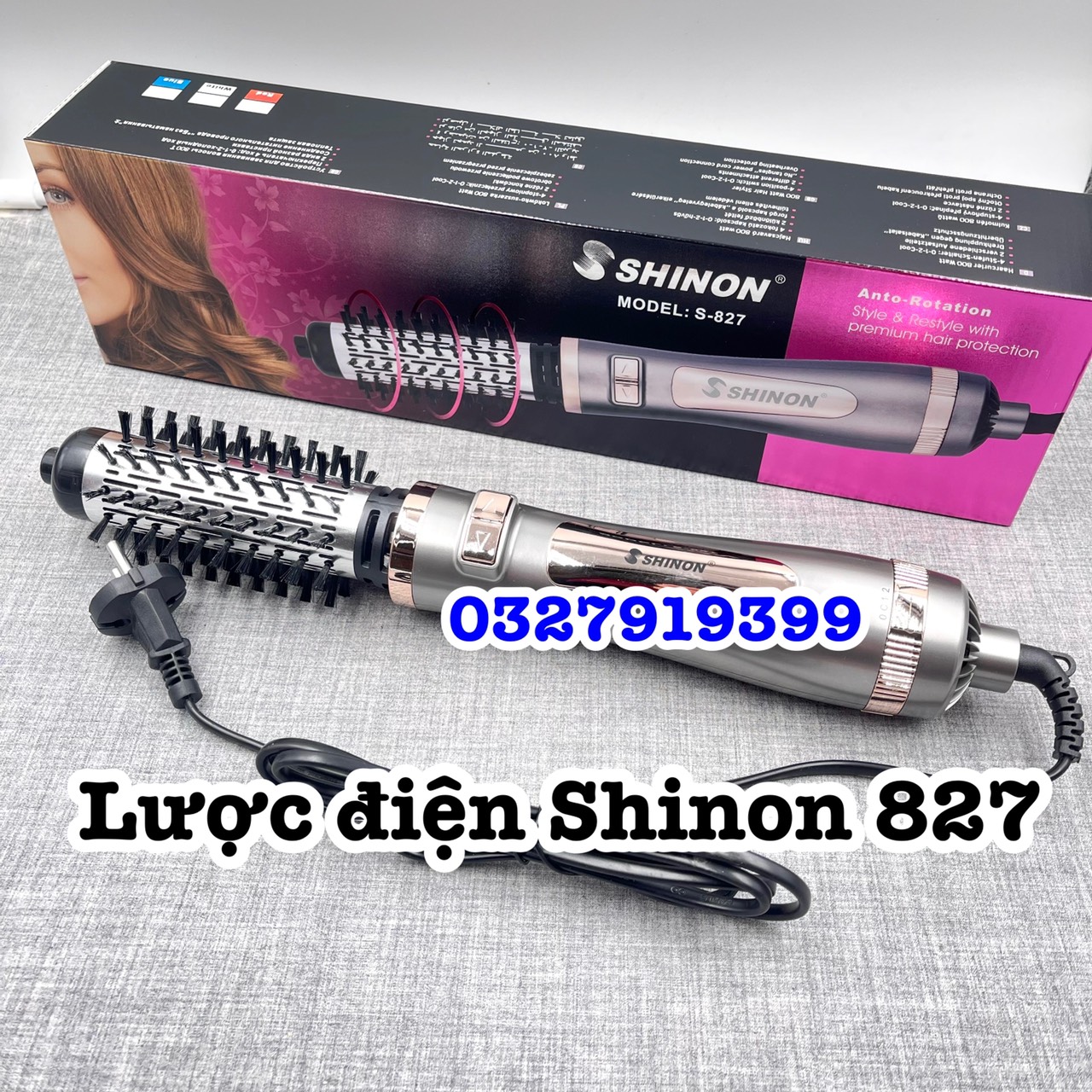 Lược điện-lược sấy làm xoăn xoay tự động 360 độ SHINON 827