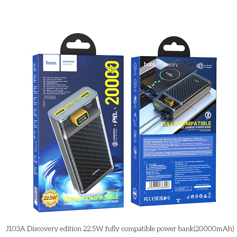 PIN SẠC DỰ PHÒNG J103A DUNG LƯỢNG 20000MAH - JL