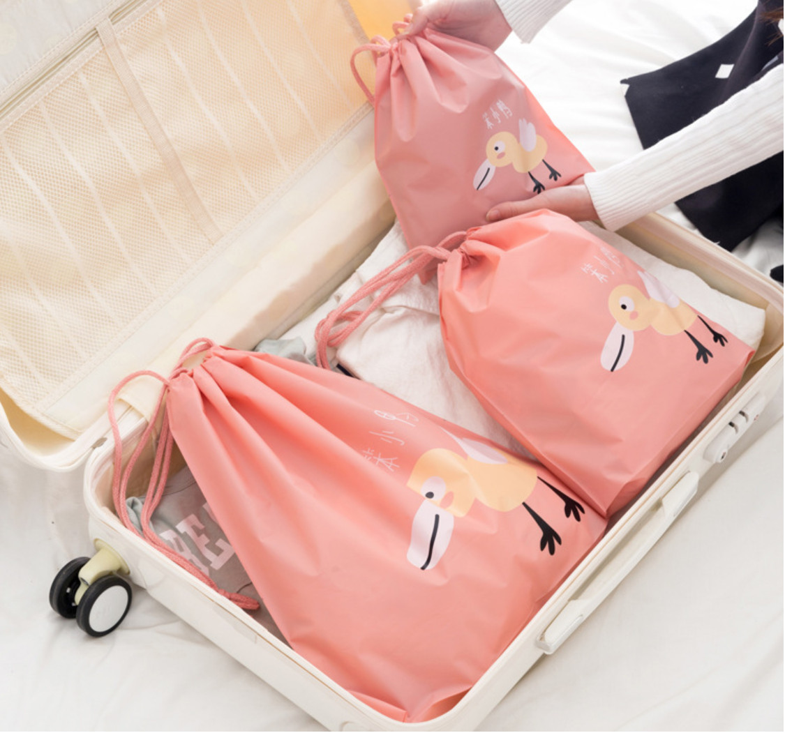 Combo 3 Túi Đựng Đồ Du Lịch dây rút hoạt hình xếp đồ gọn gàng trong vali Chống Thấm Bag in Bag (giao ngẫu nhiên)