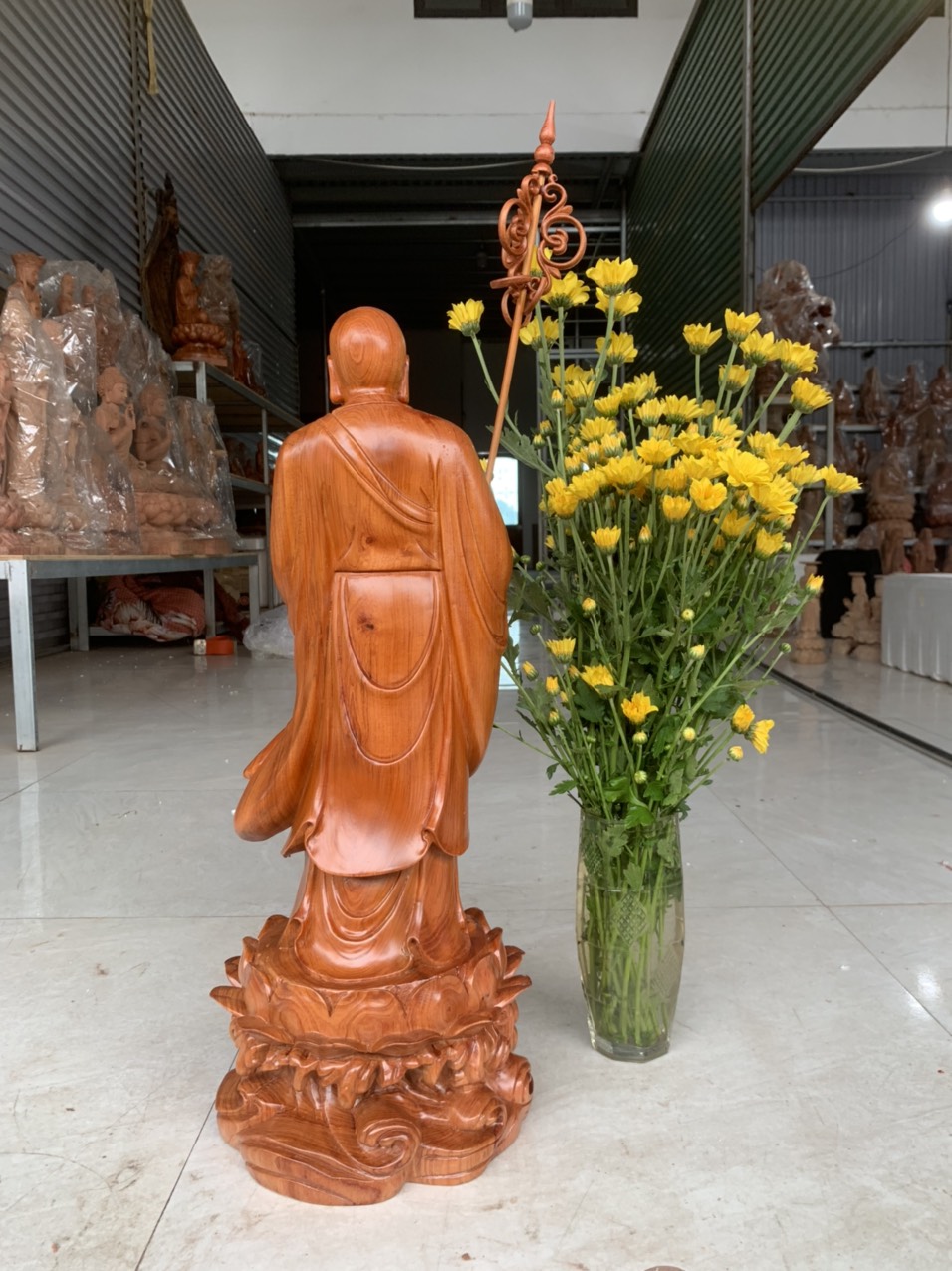 Tượng phật địa tạng vương bồ tát gỗ hương đá kt cao 60×22×22cm