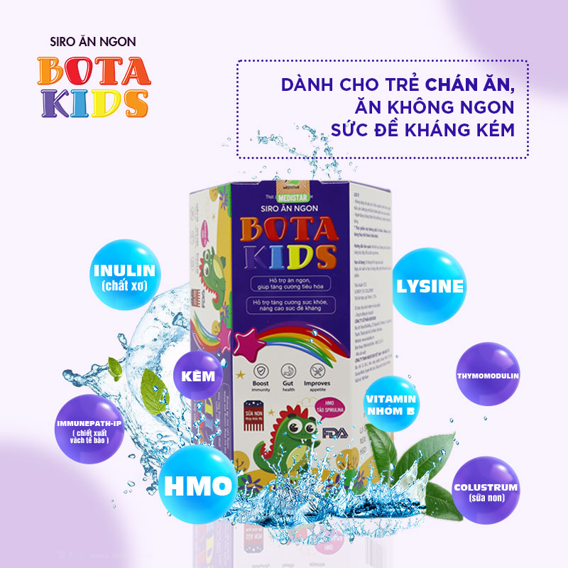 Siro Ăn Ngon BOTA KIDS Hỗ Trợ Tăng Cân, Cải Thiện Biếng Ăn Ở Trẻ Hộp 30 gói