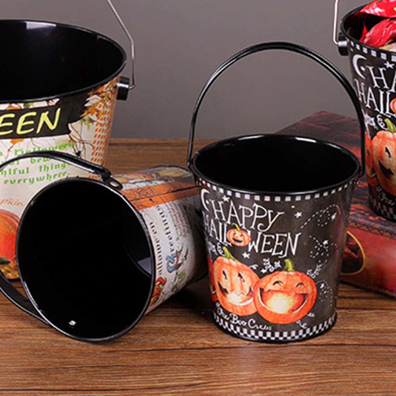 Halloween Pumpkin Buckets, Trick or Treat Bucket Organizer, Harvest Fall Decor Candy Pail, Candy Holder for Gift Box, Photo Prop, Decor Halloween