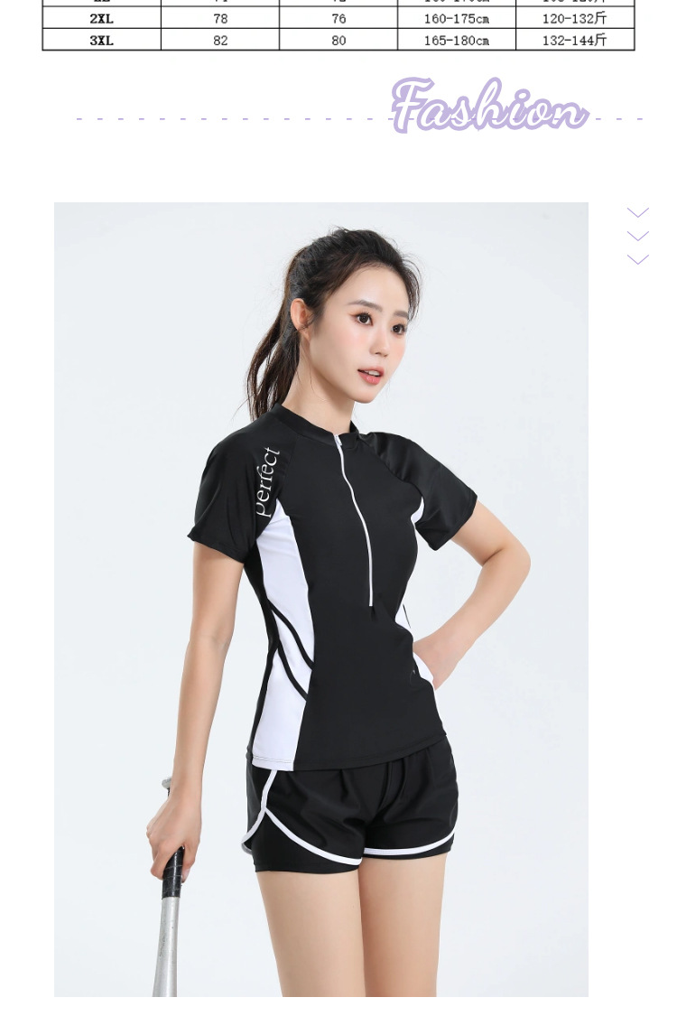Đồ Bơi Nữ Rời Đùi Ngắn Tay Thanh Lịch