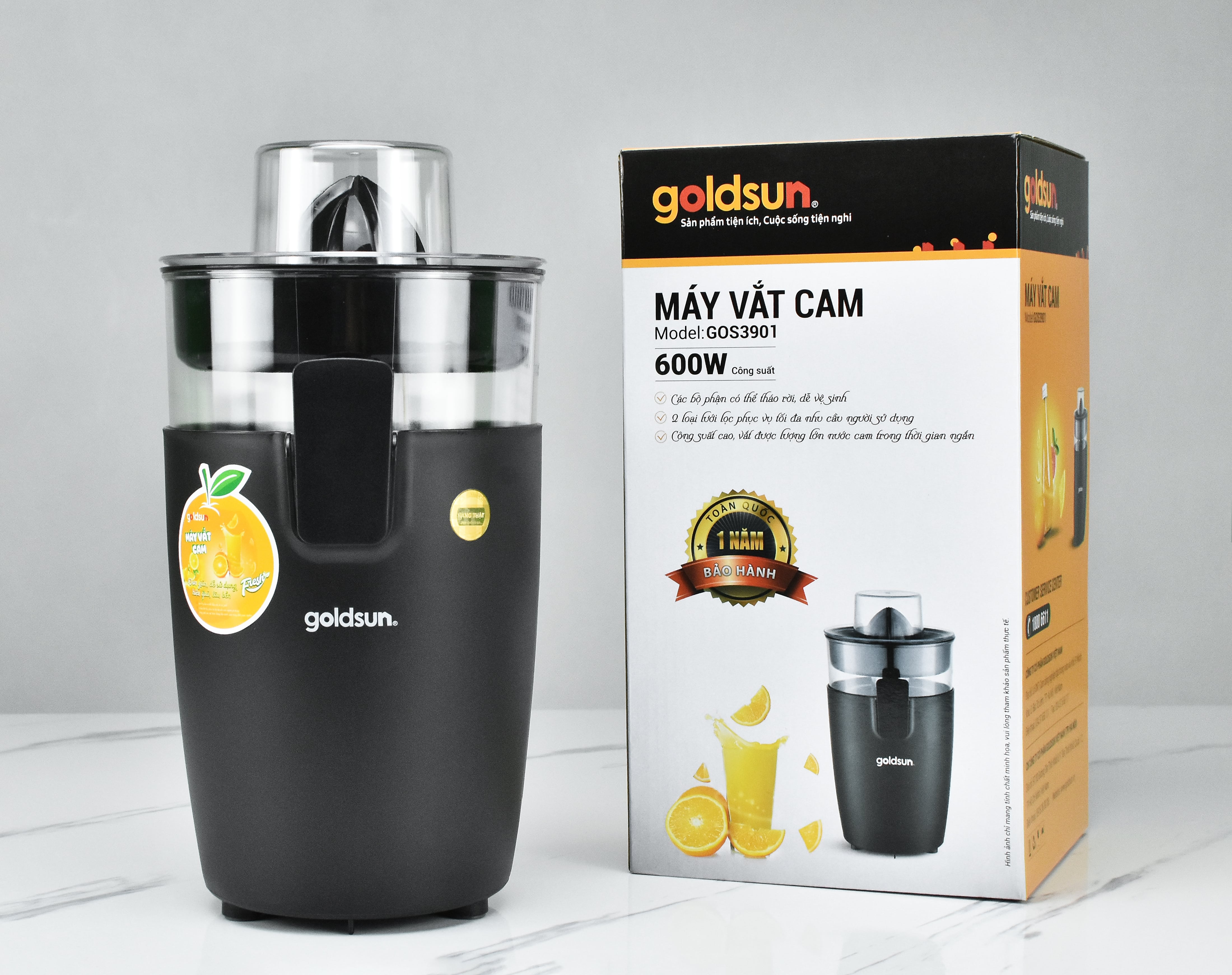 Máy Vắt Cam Tự Động Goldsun GOS3901 Hai Đầu Vắt Công Suất 600W - Hàng chính hãng Goldsun