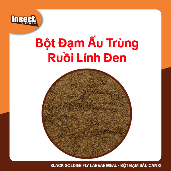 Bột Sâu Canxi nguyên chất INSECT VIETNAM - Thích hợp chế biến thức ăn cho các loại vật nuôi, gia cầm, gia súc, thủy sản như: Gà, Chim, Cá, Chó, Mèo, Gặm Nhấm, Bò Sát, Heo, Tôm, ... - Túi 1kg