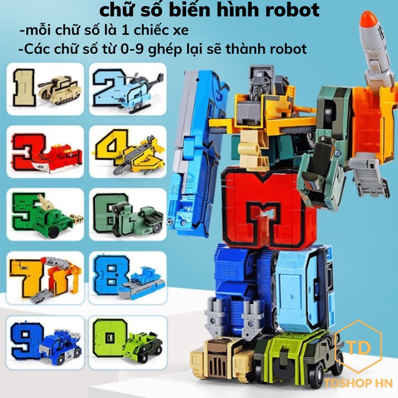 LOẠI ĐẠI SIÊU TO - Bộ lắp ghép biến hình từ chữ số thành ô tô, máy xúc, xe tăng, xe cẩu, rô bốt, có thể lắp ghép riêng từng số hoặc trọn bộ từ 0 đến 9 thành siêu nhân cực chất