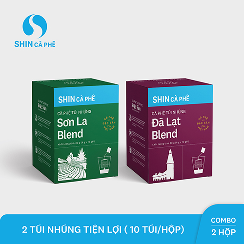 SHIN Cà Phê - Combo Cà phê Túi nhúng Sơn la và Đà Lạt hộp 10 gói