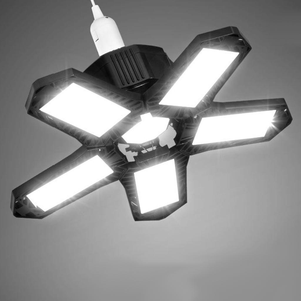 LED Garage Light, Ultra Bright 80W LED Garage Ceiling Lights with E26/E27 Screw Socket, 5 Adjustable Panels 6500K Shop, Barn, Bay Lighting