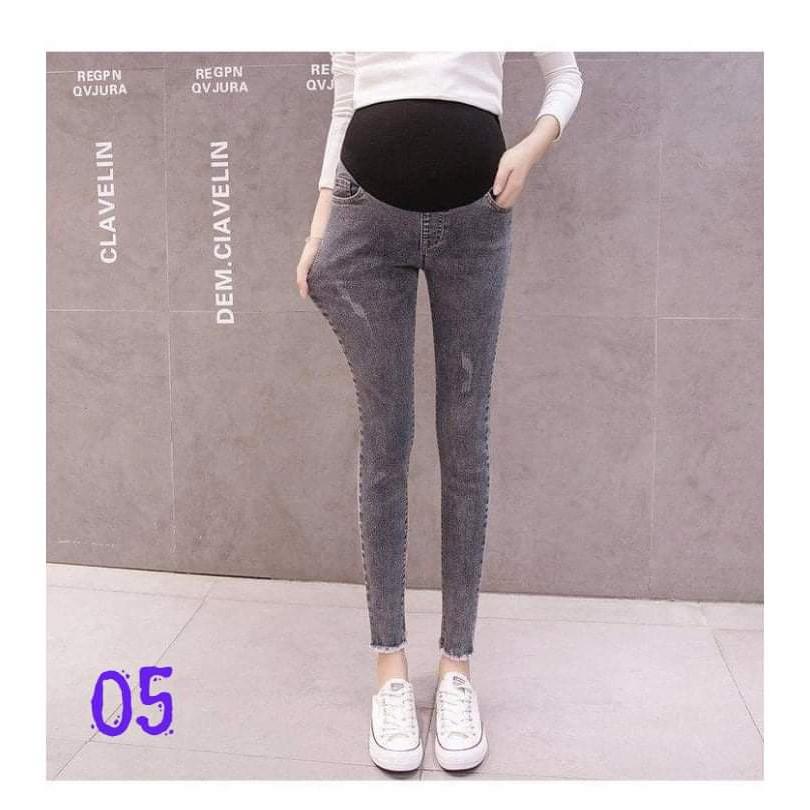 Quần bầu baggy bò - Quần bầu jean baggy công sở co giãn mềm mại đẹp có chun chỉnh
