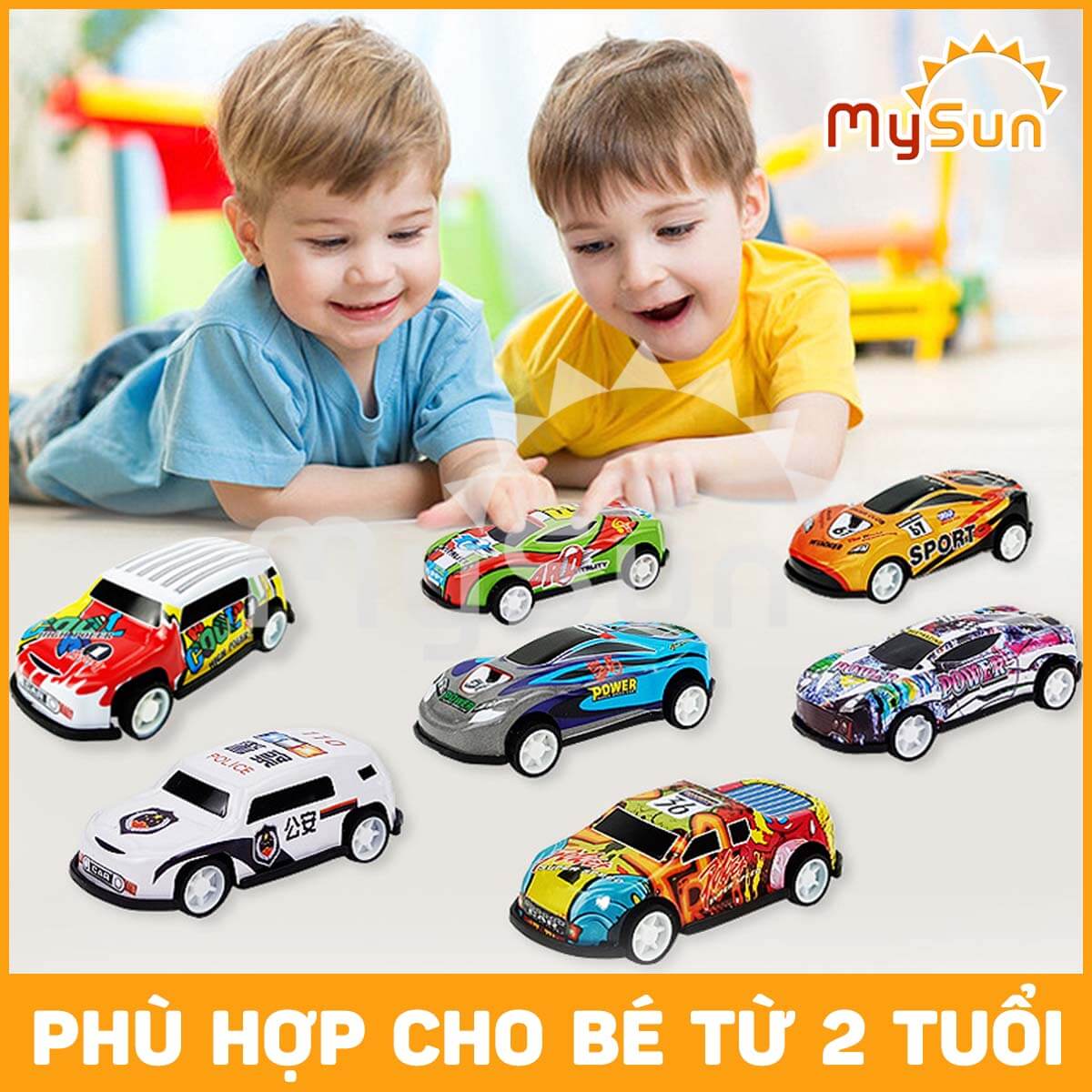 Bộ xe đua ô tô đồ chơi mô hình oto cho bé trai bằng hợp kim sắt MySun