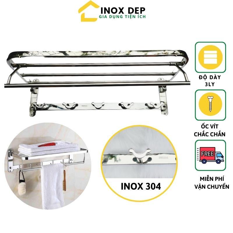 Giàn vắt khăn phòng tắm inox 304 cao cấp , Vắt khăn giàn chân đặc chắc chắn thiết kế đánh bóng sang trọng