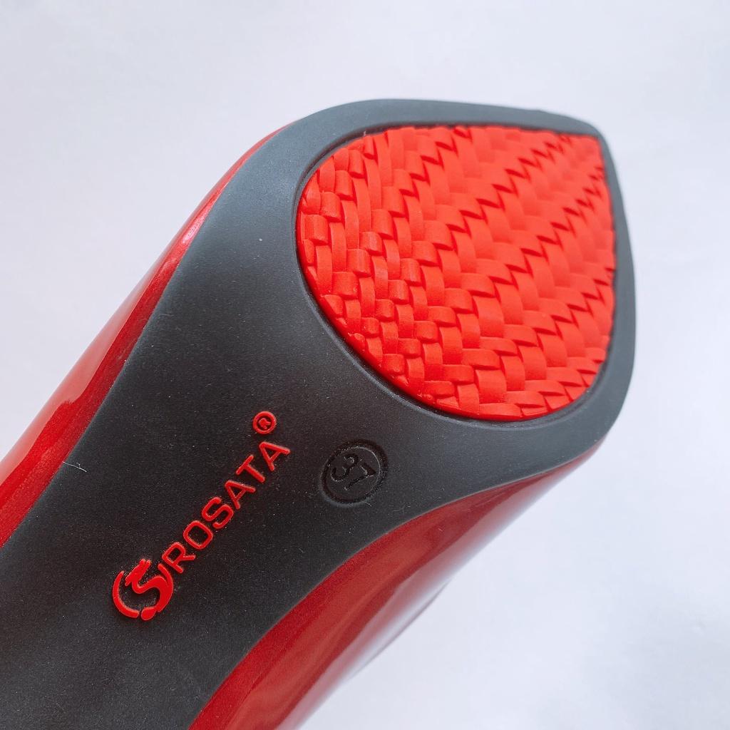 Giày cao gót nữ mũi kim loại, da bóng cao cấp ROSATA RO352 - 7p - Đen, Đỏ - HÀNG VIỆT NAM - BKSTORE