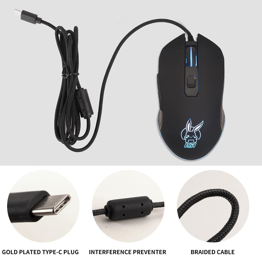 USB Loại C Chuột Chơi Game Có Dây Hồng Máy Tính Chuyên Nghiệp Thể Thao Điện Tử Chuột 2400 DPI Nhiều Màu Sắc Backlit Silent Chuột cho Lol Dữ Liệu Chữ OX