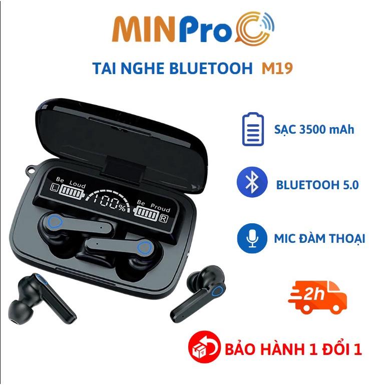 Tai nghe Bluetooth không dây MINPRO M19 - Hỗ Trợ Đàm Thoại, Chống Nước, Có Đèn Pin Bảo hành 1 đổi 1