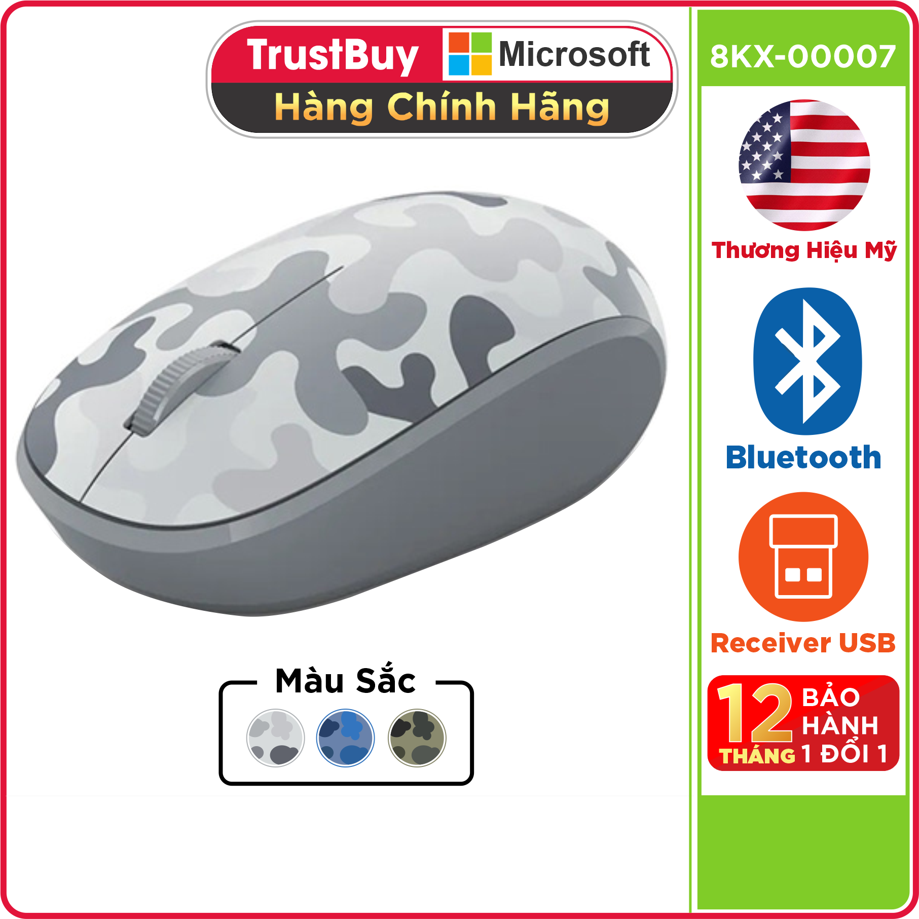 Chuột Không Dây Bluetooth Microsoft Camo - Hàng Chính Hãng