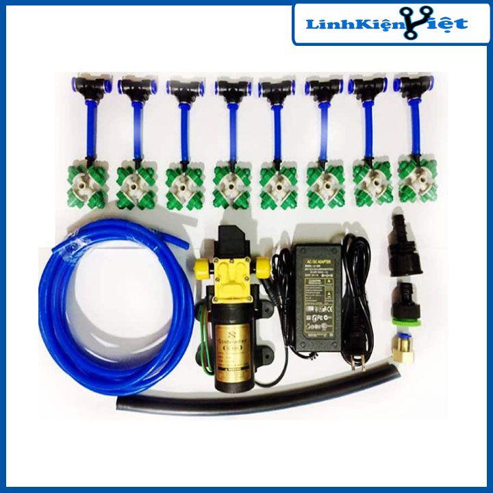 Bộ phun sương tưới cây tự động có hẹn giờ phun sương tưới nước lan, cây cảnh, rau 4 hướng