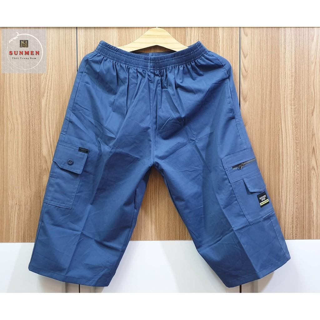 Quần Short Nam Kaki Túi Hộp Lưng Thun Co Giãn From Dài Rộng Thoải Mái Vải Mềm Mịn Trung Niên SUNMEN FreeSize