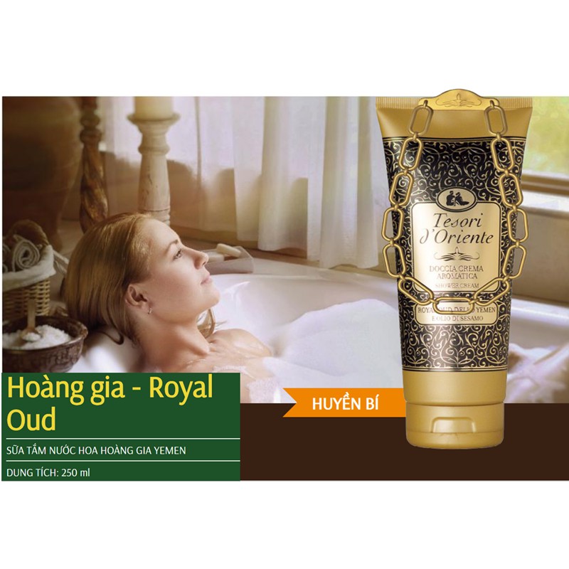 Sữa tắm xích hoàng gia hương hổ phách Tesori d'Oriente Royal Oud Dello 250ml + Móc khóa