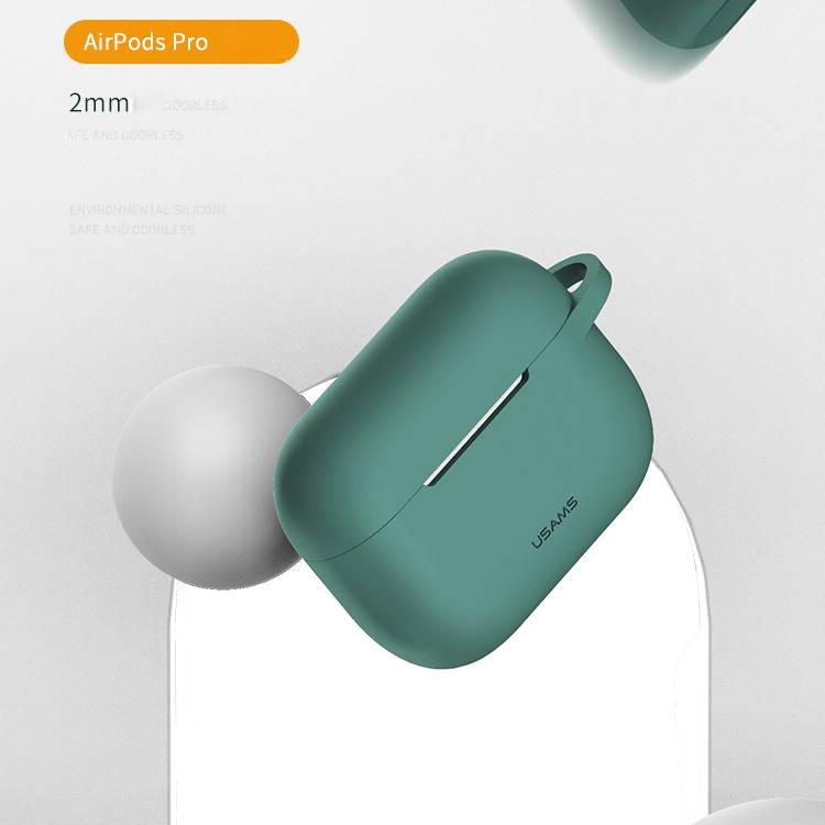 Đen - Bao case chống sốc silicon cho tai nghe Apple Airpods Pro hiệu Usams BH568 ( siêu mỏng 2mm, chống vân tay, chống bám bẩn, chống va đập, vật liệu cao cấp) - Hàng nhập khẩu