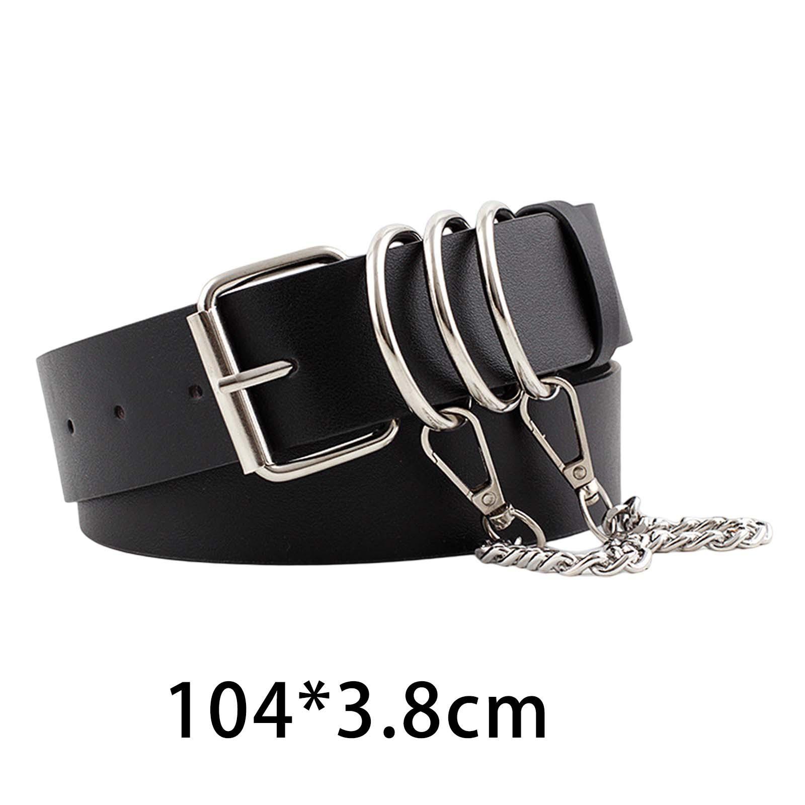 Punk Women Waist Belt PU Leather Belt with Chain for Lady Girls Corset Dress