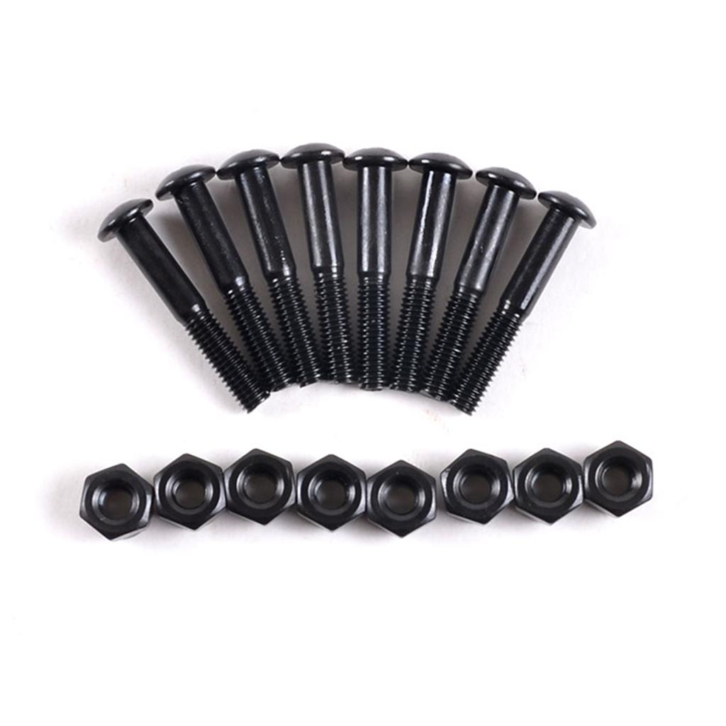 2x8 Pieces Longboard Skateboard 33mm Bolts Screws with Nuts Set Hardware Black