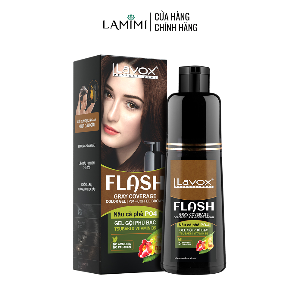 Gel Gội Phủ Bạc Tsubaki &amp; Vitamin B5 Flash 200ml (P04 - NÂU CÀ PHÊ)