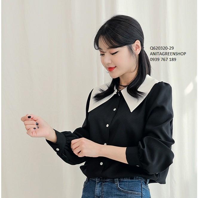 Q620320 ÁO SƠ MI NỮ PHỐI MÀU
