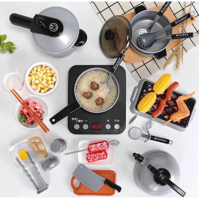 Bộ nấu ăn Kitchen cho bé trai và bé gái 36 chi tiết như thật kèm món ăn cho bé thỏa sức chơi - Mô hình đồ chơi làm bếp mini phát triển trí thông minh