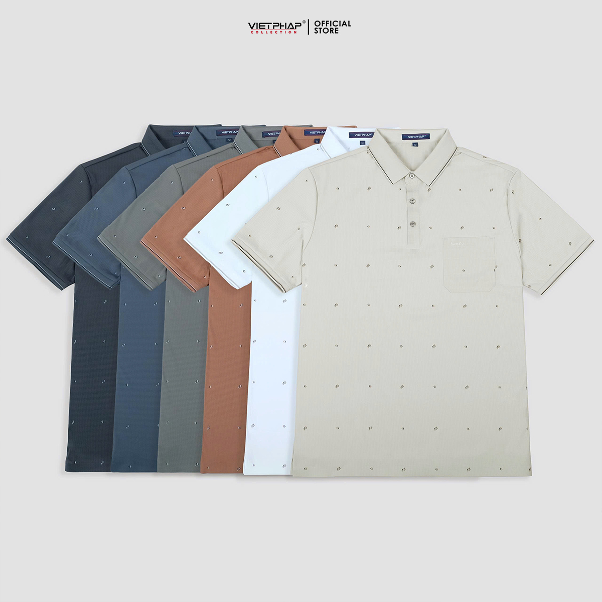 Áo Polo Nam VIỆT PHÁP Form Luxury - Thun Lụa Lạnh In, lịch lãm, sang trọng 50564