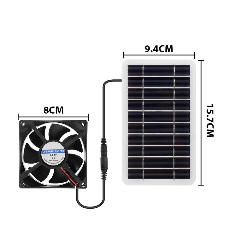 Mùa Hè 2.5W/6W Chạy Bằng Năng Lượng Mặt Trời Bộ Quạt 5V DC Tấm Pin Năng Lượng Mặt Trời Tấm Ngoài Trời Chó Thú Cưng Nhà Nhà Kính Thiết Bị Thông Gió Dropshipping Màu Sắc: 6W 20.5 X 14CM