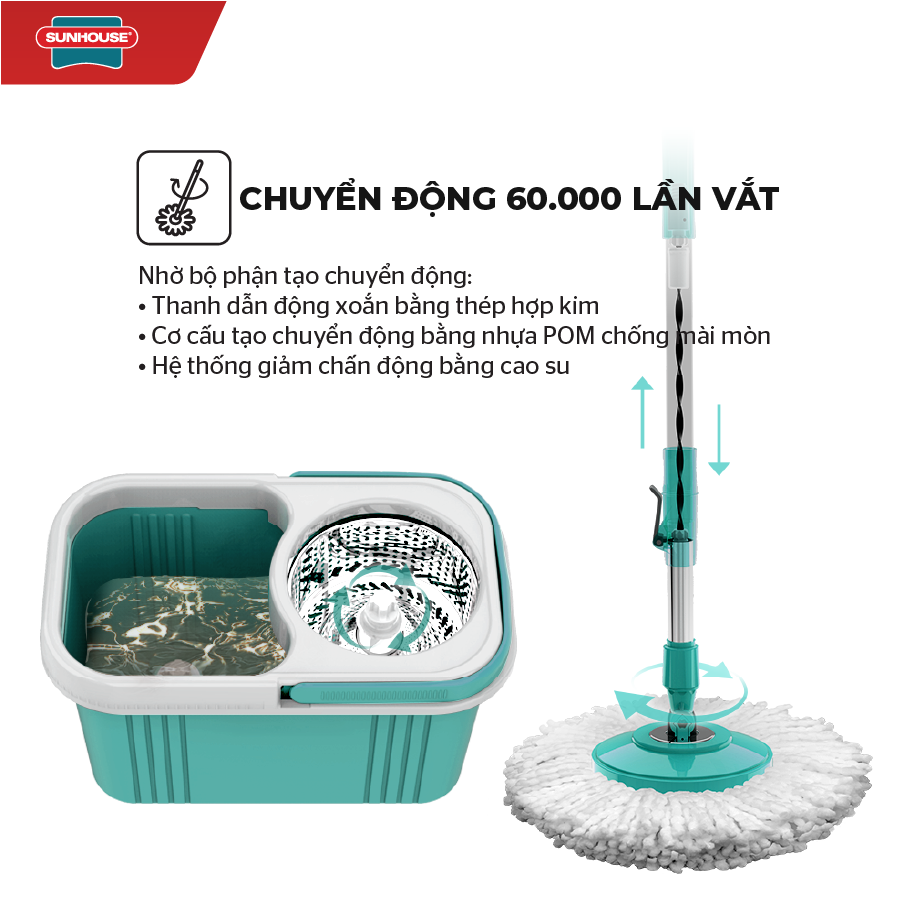 Hình ảnh Bộ lau nhà xoay 360 độ Sunhouse KS-CL330S