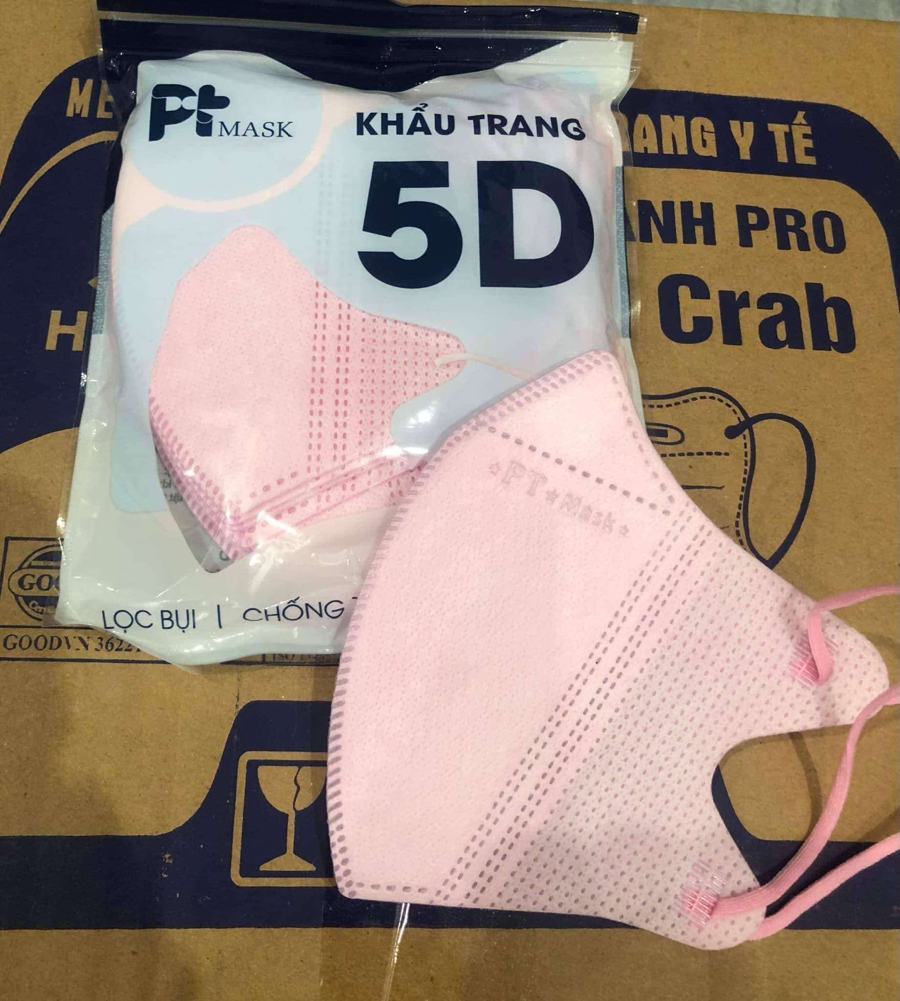 Combo 100 Cái Khẩu Trang 3 Lớp Kháng Khuẩn 5D PT MASK - Màu Trắng