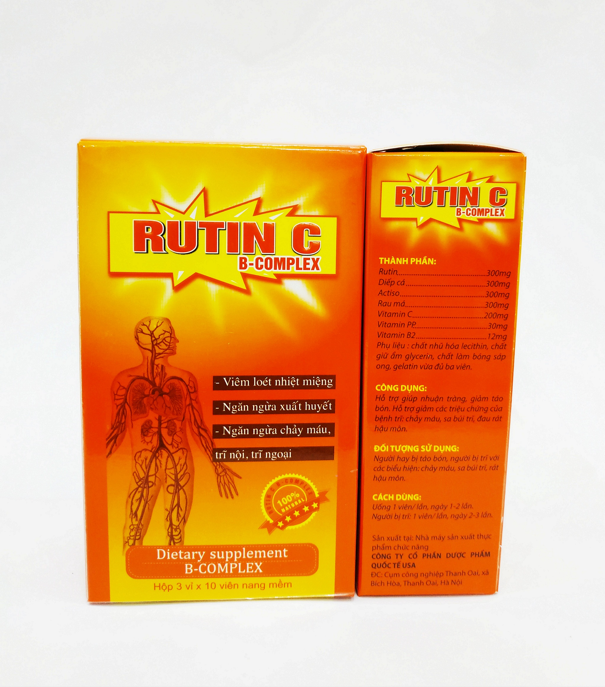 Viên Uống Rutin C - Giảm Viêm Loét Nhiệt Miệng - Ngăn Ngừa Chảy Máu Trĩ Nội, Trĩ Ngoại - Tottri – Cobutri – Hộp 30 Viên